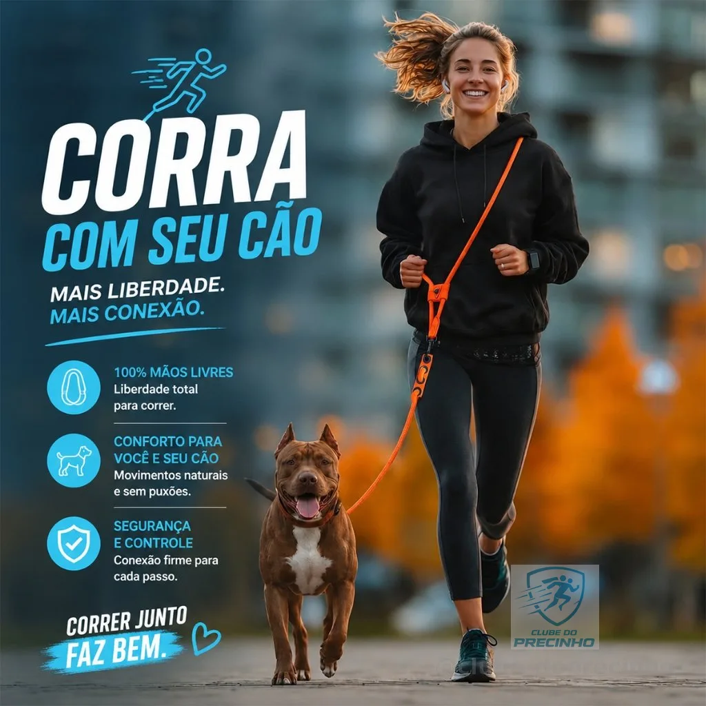 GUIA MÃOS LIVRES PARA CÃO CACHORRO PORTE PEQUENO MÉDIO GRANDE CORRIDA PASSEIO PARA NÃO USAR AS MÃOS