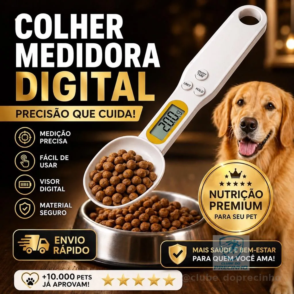 Colher Balança Digital Para Cozinha e Ração Pet Medidor de Precisão 500g Pegador Alimento Portátil Prática Fácil Usar