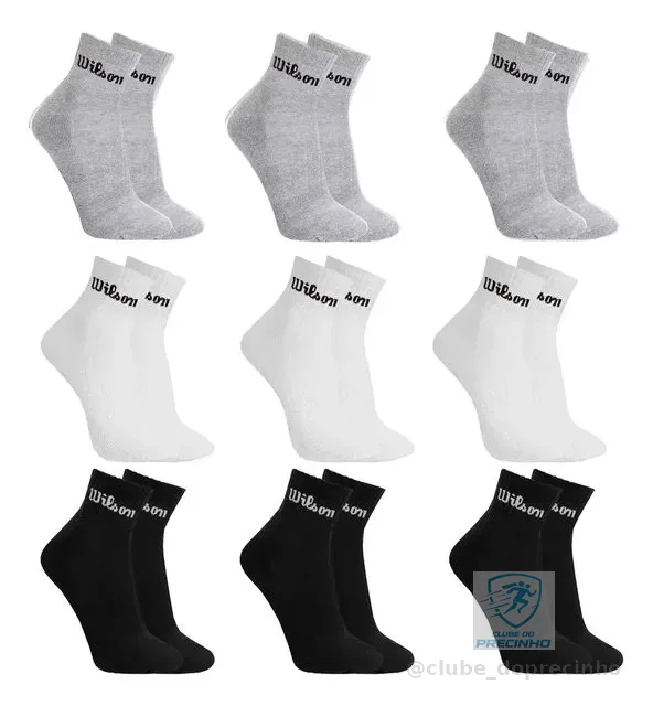Kit 9 Pares Meias Wilson Cano Médio Masculino Adulto