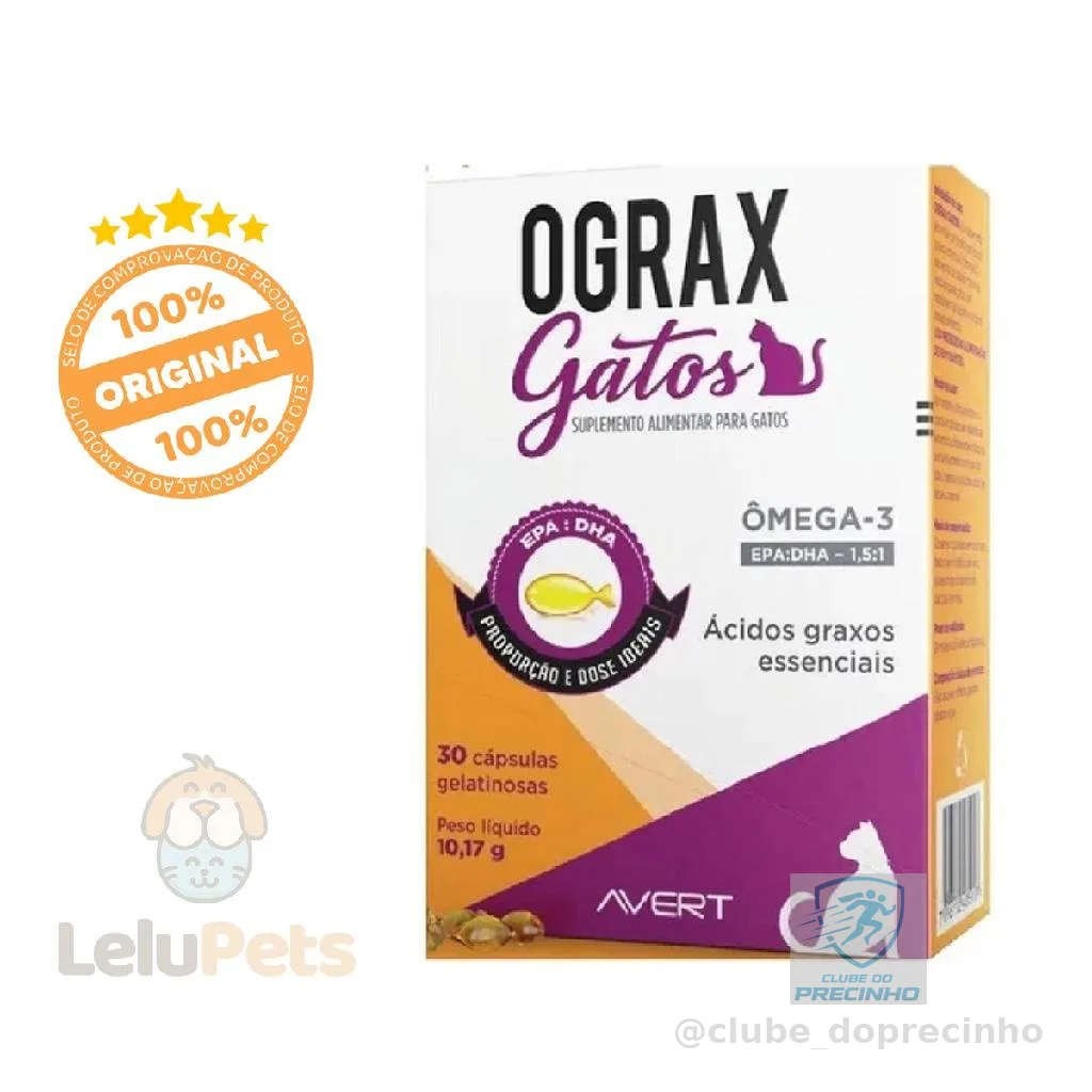 Ograx Gatos Suplemento Alimentar Para Gato Avert 30 Cápsulas