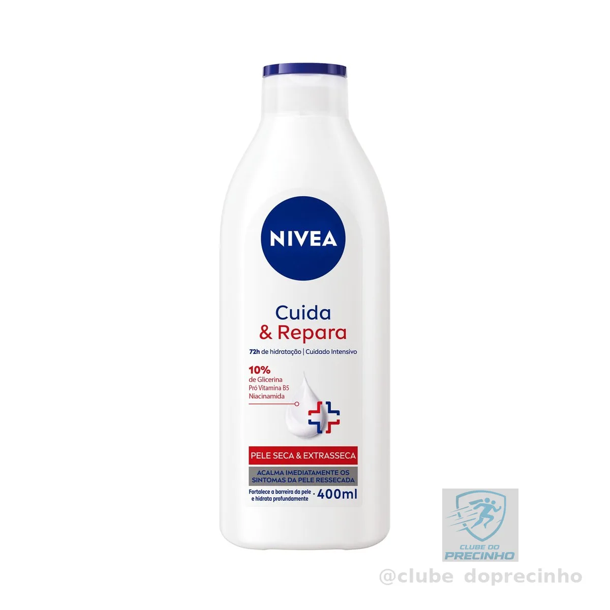 NIVEA Hidratante Corporal Cuida & Repara 400ml, Hidratação Profunda 72h, Acalma Pele Ressecada, Cuidado Intensivo, Pele Seca e Extrasseca