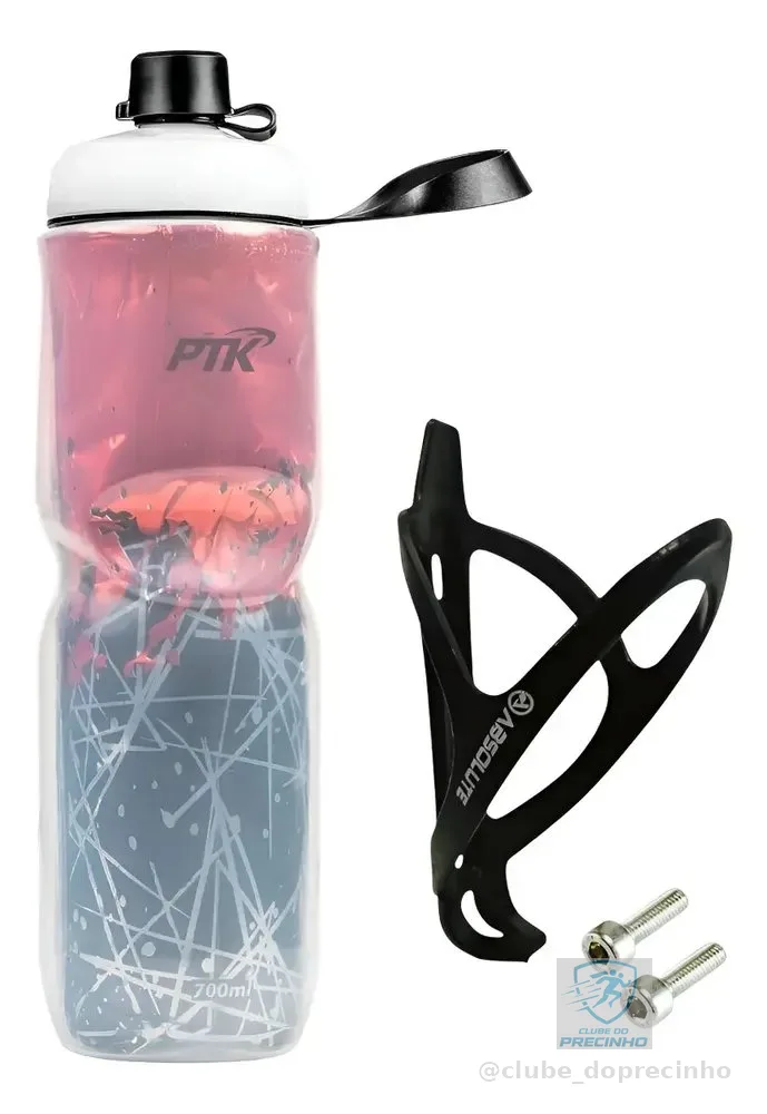 Garrafa Caramanhola Térmica P/ Bicicleta 700ml C/ Suporte Ab Cor Cold Vermelho