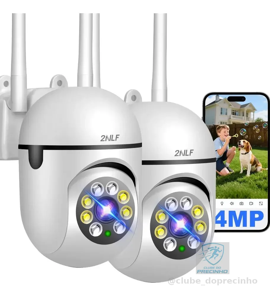 2 Un Câmera de Segurança WiFi 4MP Ultra HD Câmera de Vigilância com Alarme Foco 360° Visão Noturna em Cores