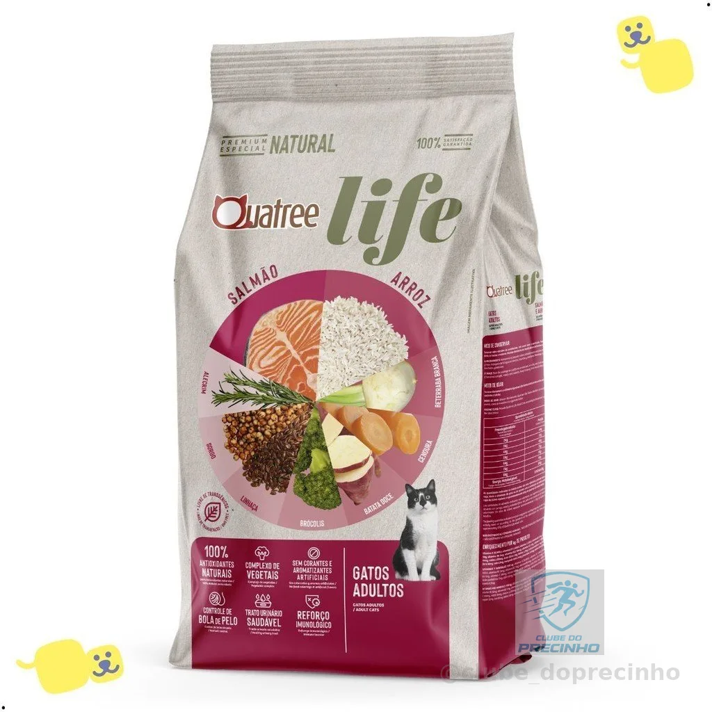 Ração Quatree Life 10.1Kg Ração Quatree Gatos Adultos Salmão e Arroz Ração Quatree Gatos 10Kg