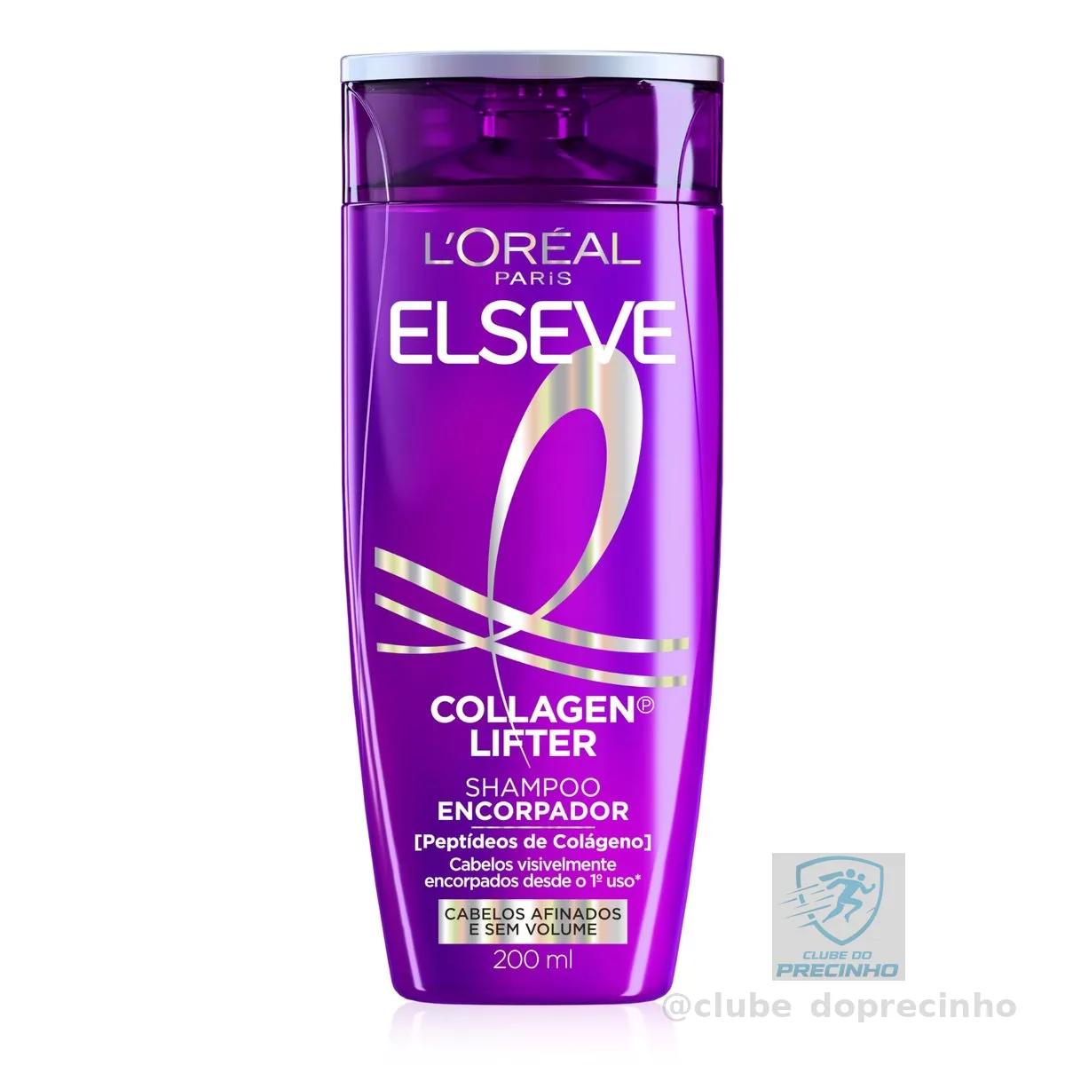 L'Oréal Paris Elseve Collagen Lifter Shampoo Encorpador para Cabelos Finos e Sem Volume, Reconstrói Massa Capilar e Amplifica Volume com Colágeno Vegetal 200ml