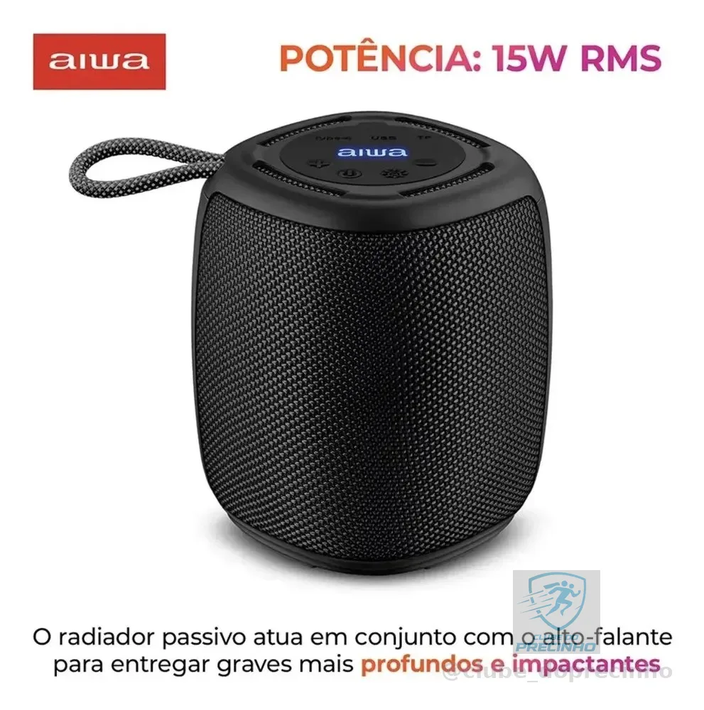 Caixa de Som Speaker AIWA AWS-SP-03-B Bluetooth IPX4 RGB Cor Preto
