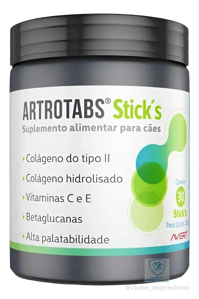 Artrotabs Sticks Suplemento Alimentar Para Cães Colágeno Tipo Ii Vitaminas C E E Betaglucanas Alta Palatabilidade 30 Unidades