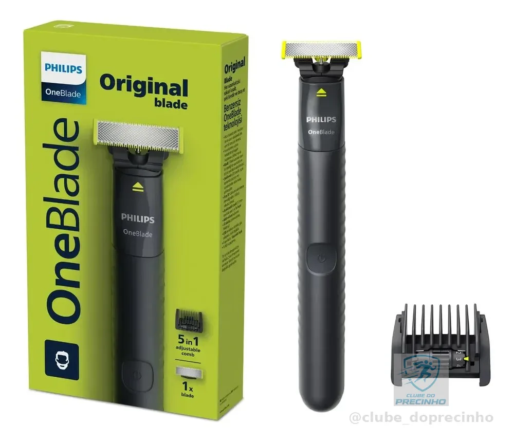Barbeador e Aparador Elétrico Philips OneBlade com Pente 5 em 1, Sem Fio e À Prova D'Água - QP1425/10