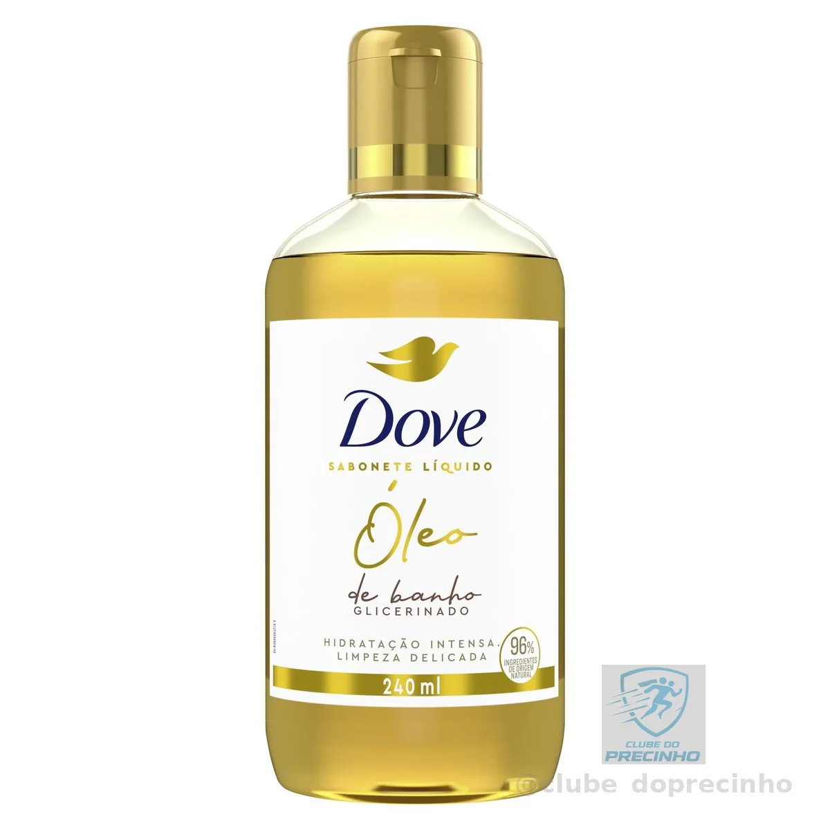 Dove Óleo de Banho Hidratação Intensa e Limpeza Delicada, Glicerinado com 96% Ingredientes de Origem Natural 240 ml