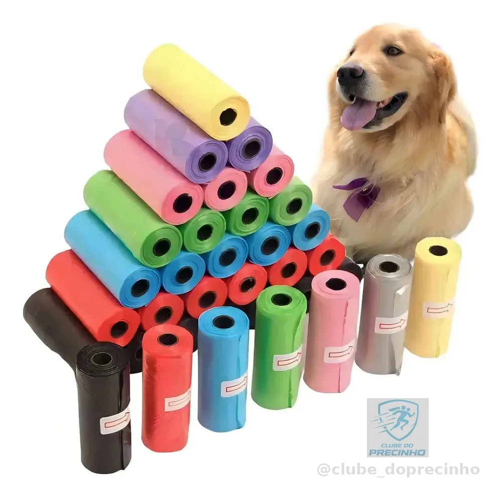 Kit 30 Refil Cata Caca Rolinhos Pet Sacolas Saquinho De Lixo Cor 30 Unidades