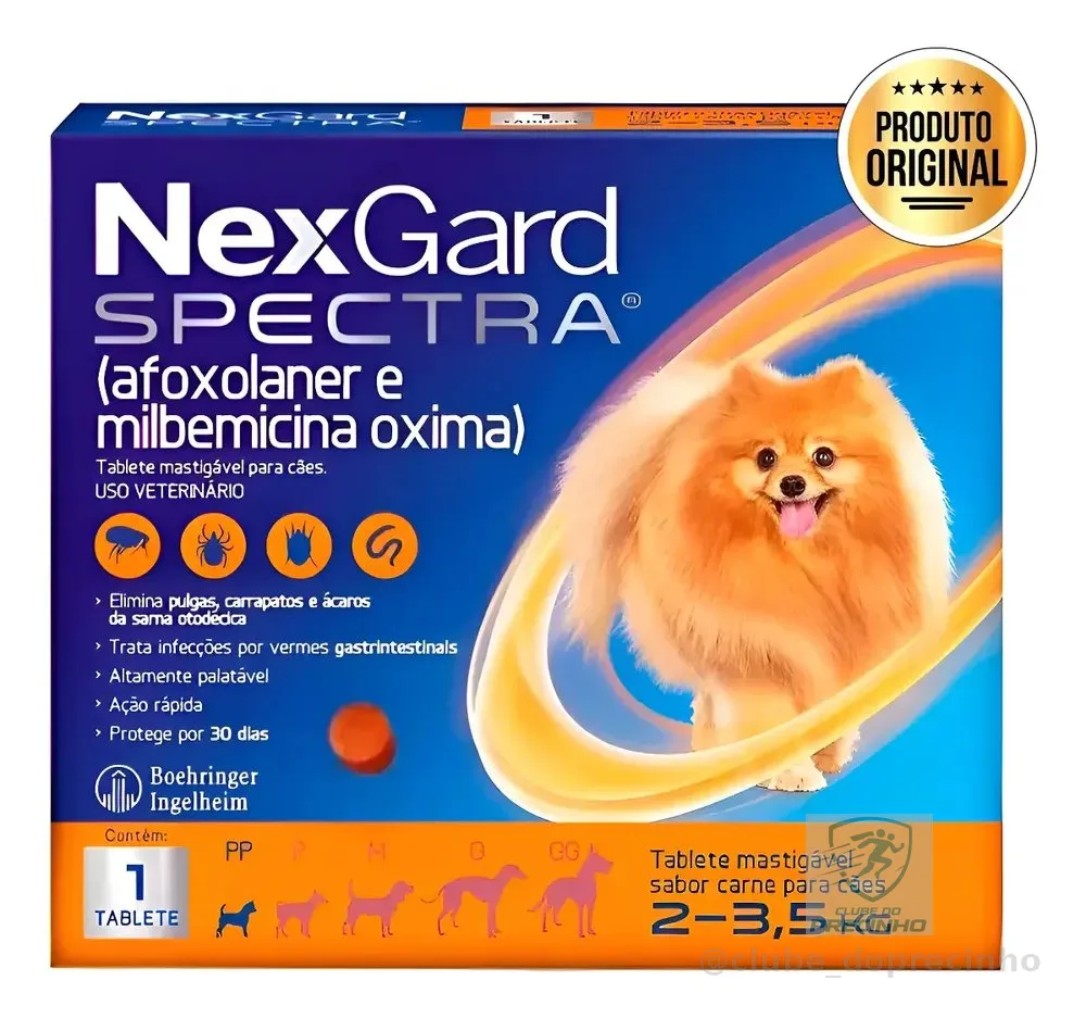 Nexgard Spectra 2 A 3,5kg Antipulgas Carrapatos 1 Tablete Laranja-claro