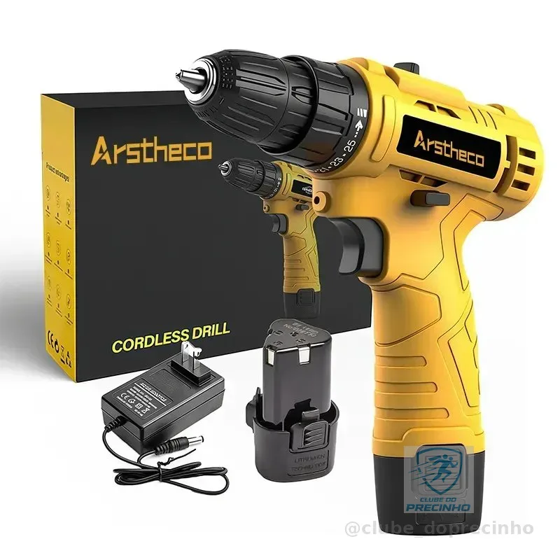 Parafusadeira Furadeira Sem Fio 25n 3/8 12v 10mm Bivolt Bateria Arstheco