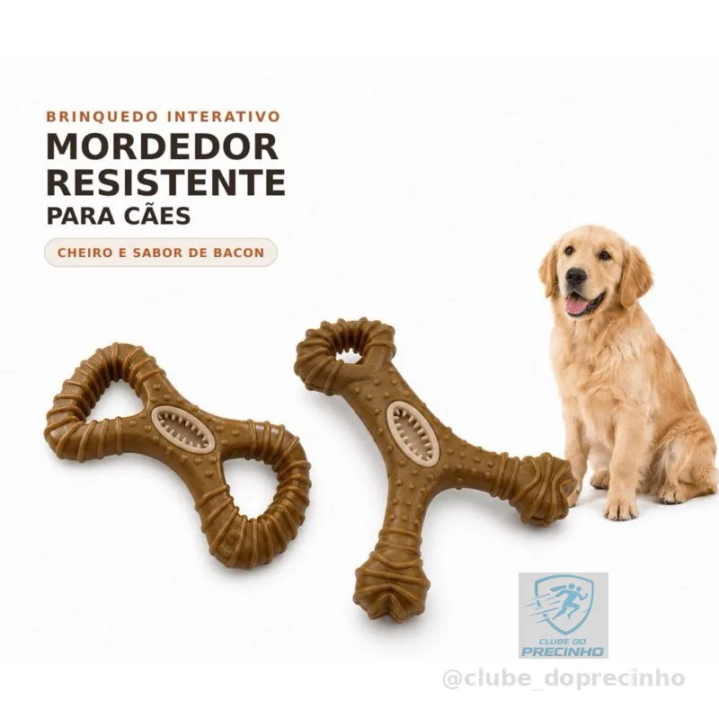 Mordedor Osso Resistente Maciço Fibra De Trigo Sabor Bacon Grande