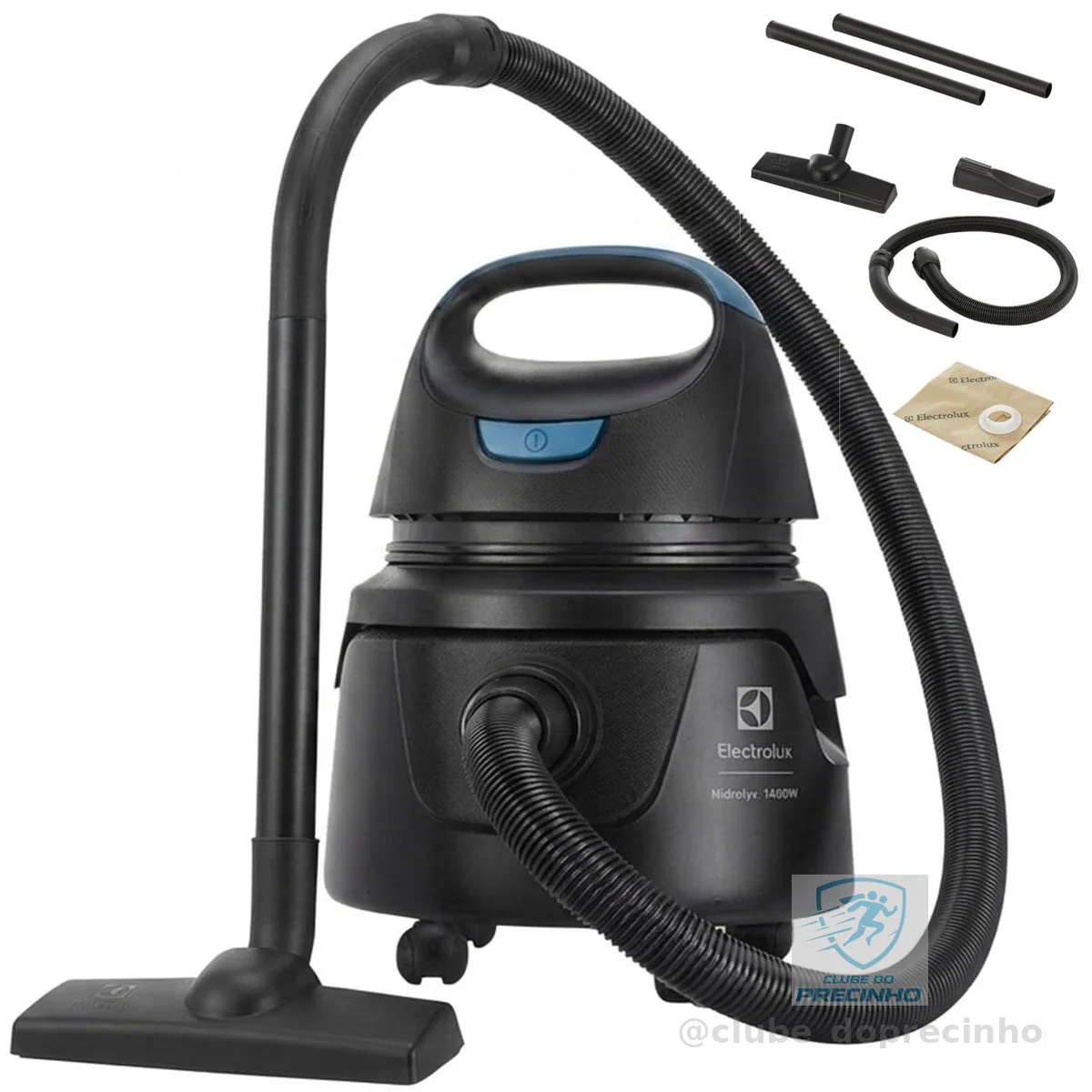 Electrolux Aspirador água pó compacto potente função sopro 1400W 12 L total 5 L util protetor termico AWD01 127V