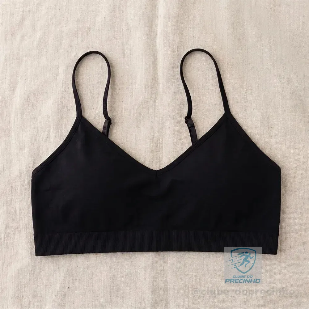 Top Sutiã Sem Bojo Cropped Lingerie Mercado Livre Basics Preto Liso G