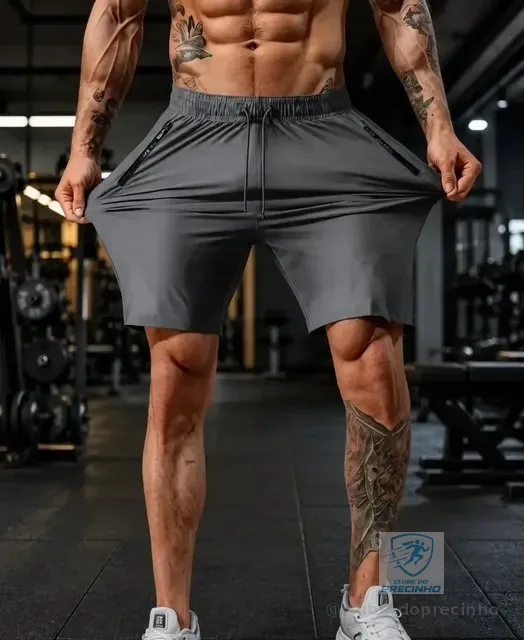 Bermuda Masculina Slim Fit De Poliamida Esportiva Fitness