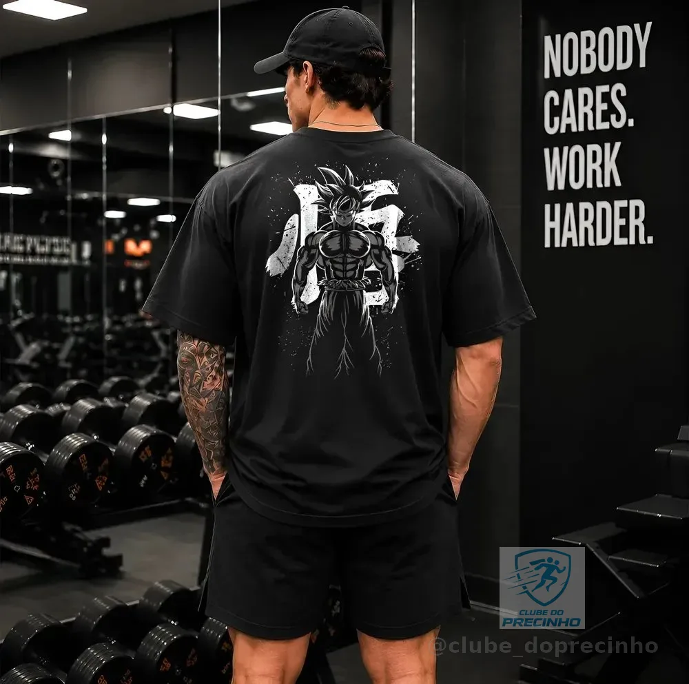 Camiseta Oversized Academia Treino Musculação Goku