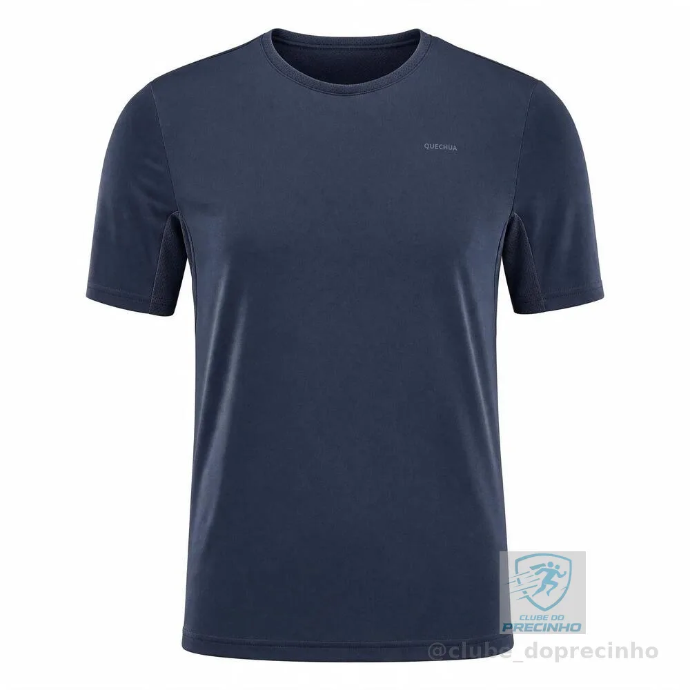 Camiseta Masculina de Trilha MH100 Quechua Azul Marinho