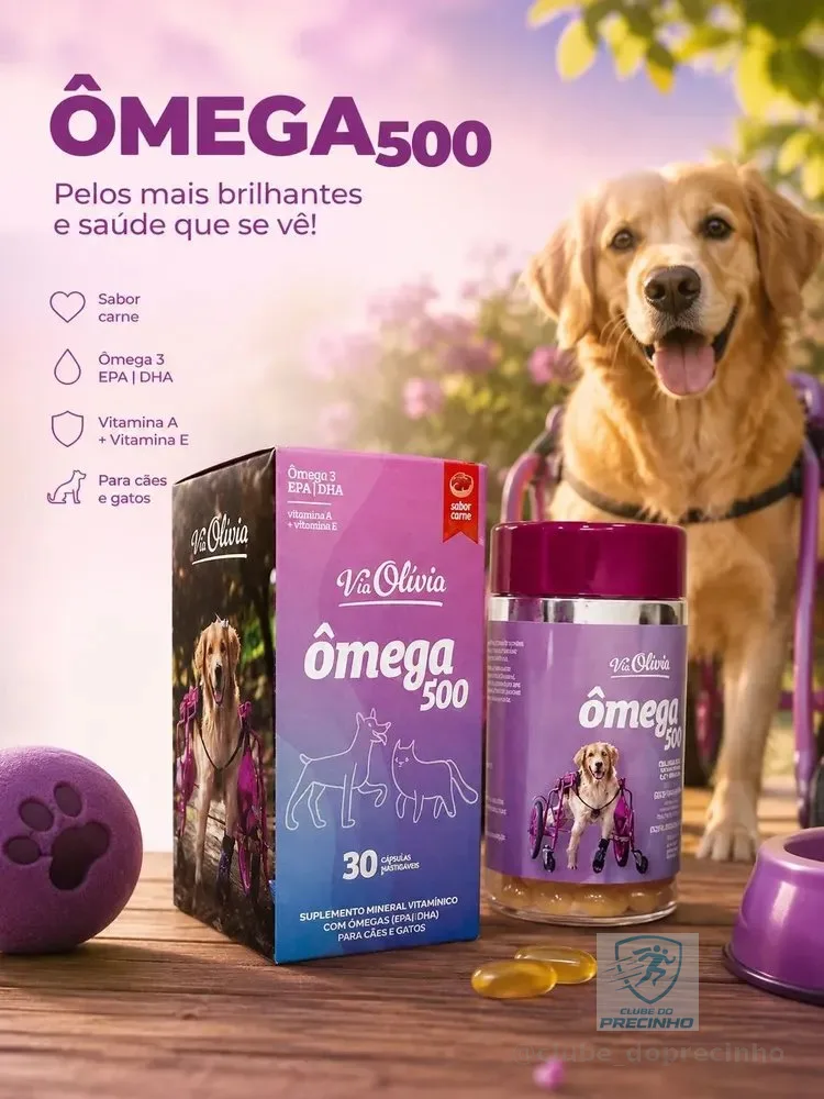 Ômega 500 Via Olívia 30 Cápsulas Para Cães E Gatos