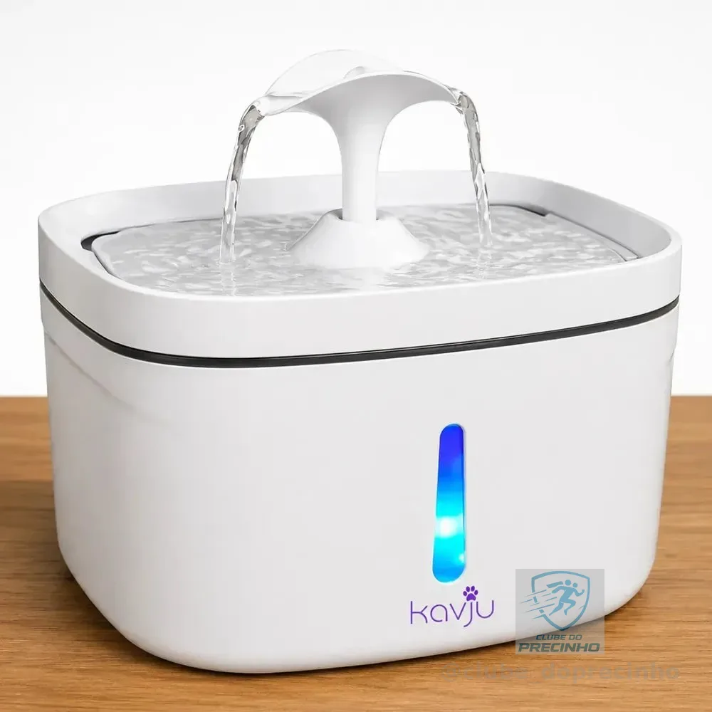 Bebedouro Kvju Automático Com LED De 2.5L Para Gatos E Cães
