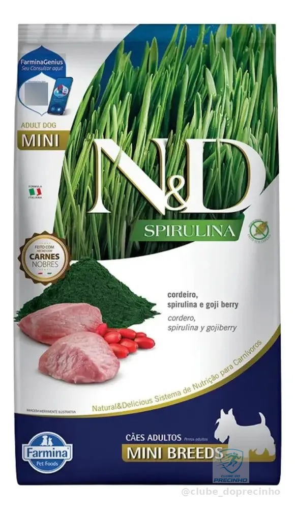 Ração Seca Farmina N&d Spirulina Cães adultos de raças pequenas Cordeiro 2kg