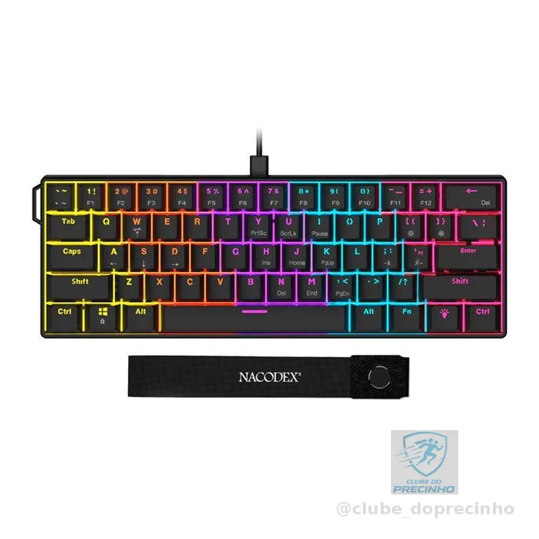 Teclado Mecanico Ajazz NK61, Rainbow, Switch Vermelho, Preto, NK61-BK