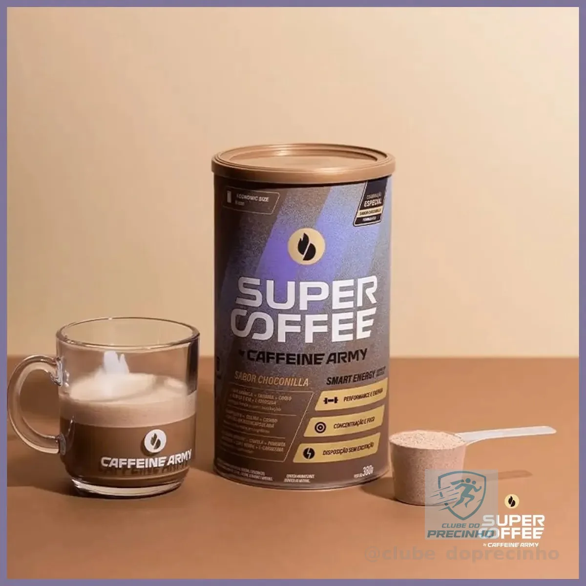 Super Coffee 3.0 380g Caffeine Army Coq10 Cafeína Taurina Super Coffee Choconilha 380g