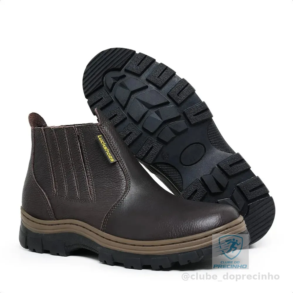 Bota Botina Em Couro Trabalho Ou Passeio Conforto Resistente Marrom 40 Br