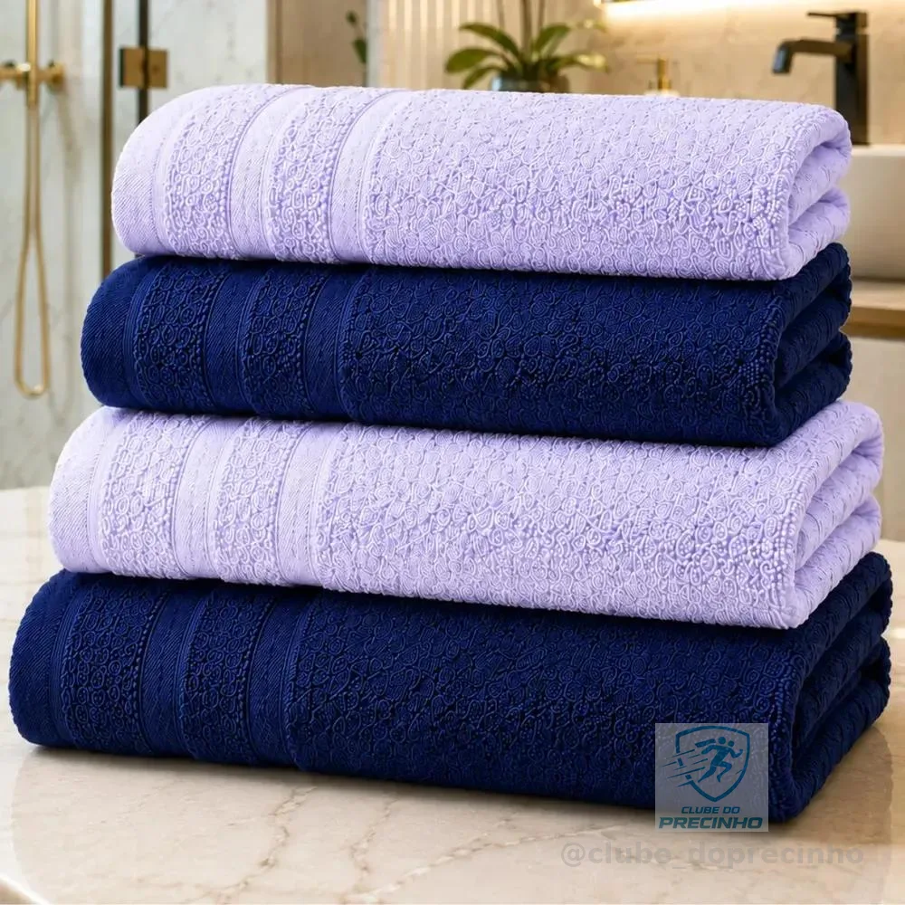 Jogo De Toalhas De Banho Brasilchic Extra Soft Premium 100% Algodão Grossa Macia Kit 4 Peças Rosto Banhão Grande