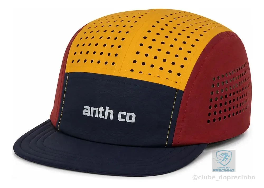 Boné Corrida Five Panel Fresh Anth Co Respirável Esportivo Marinho/bordô/açafrão Único Liso