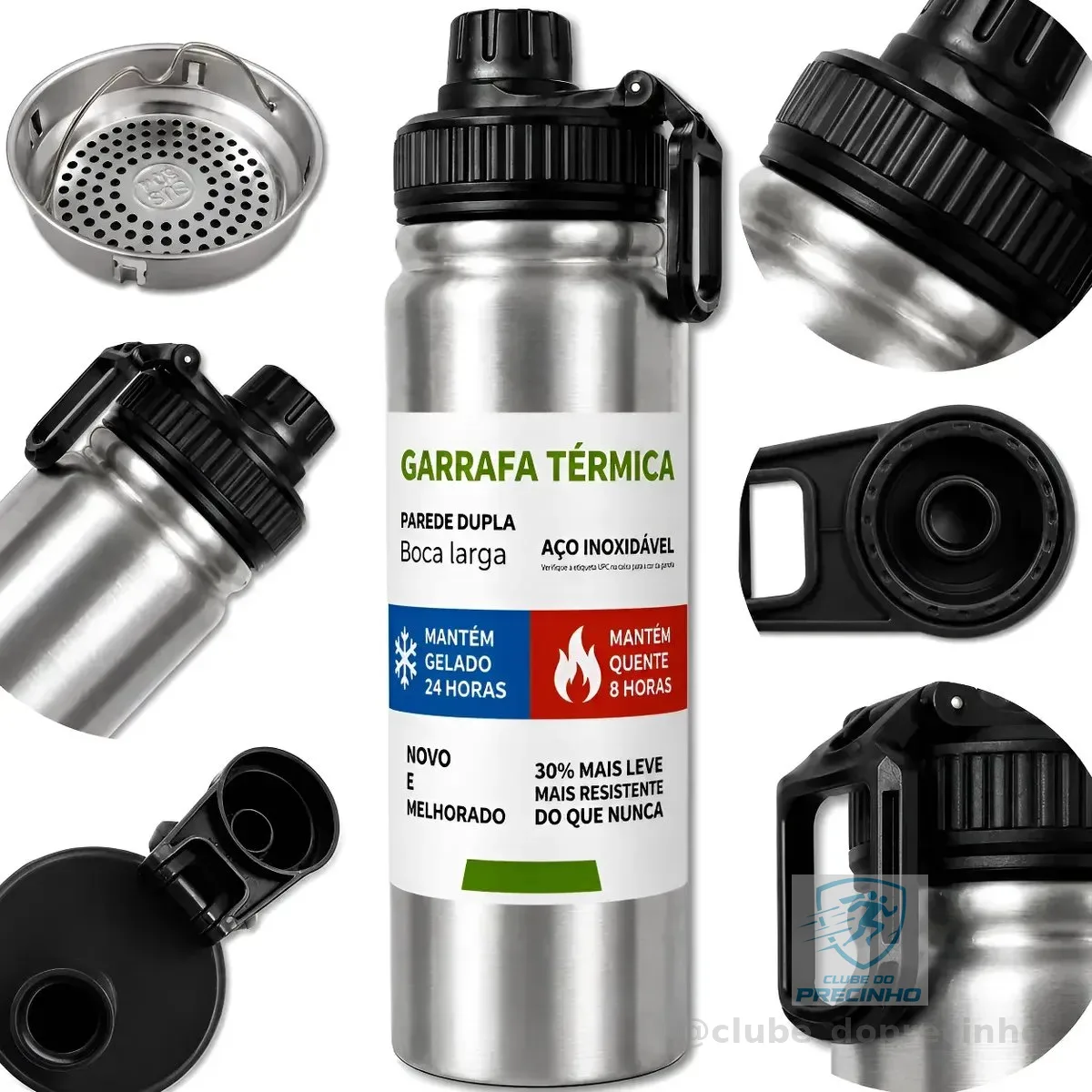 800ml Garrafa Térmica Squeeze Inox