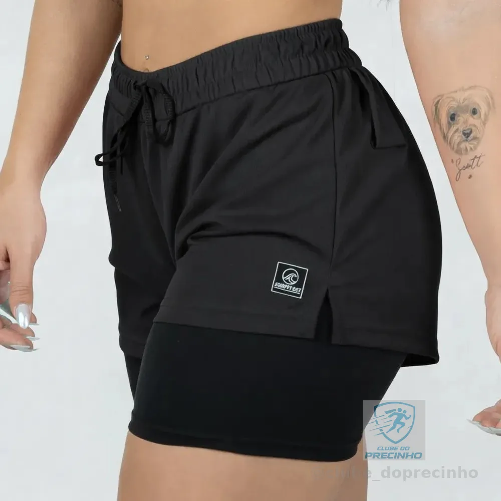 Shorts Duplo Fitness Academia Ginastica Feminino