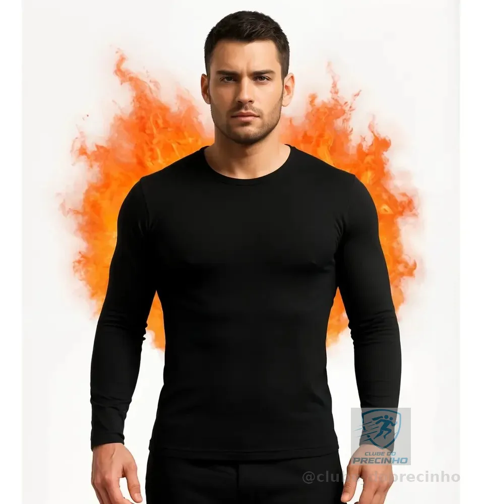 Camisa Blusa Térmica Feminina Masculina Segunda Pele Frio  Preto Camisa Térmica G Blusa De Frio Masculina