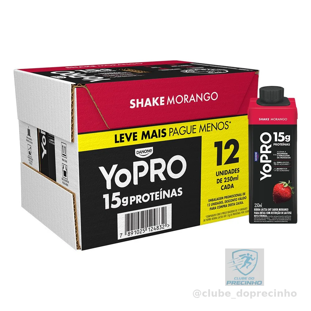 YoPRO Bebida Láctea UHT Morango 15g de proteínas 250ml12un