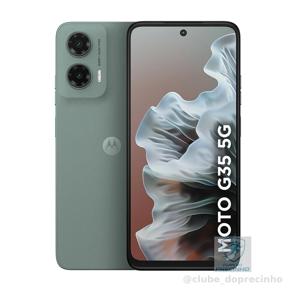 Smartphone Motorola Moto g35 5G - 256GB 12GB (4GB RAM+8GB Ram Boost) e Camera 50MP com AI NFC Tela 6.7" com Superbrilho - Cinza Vegan Leather