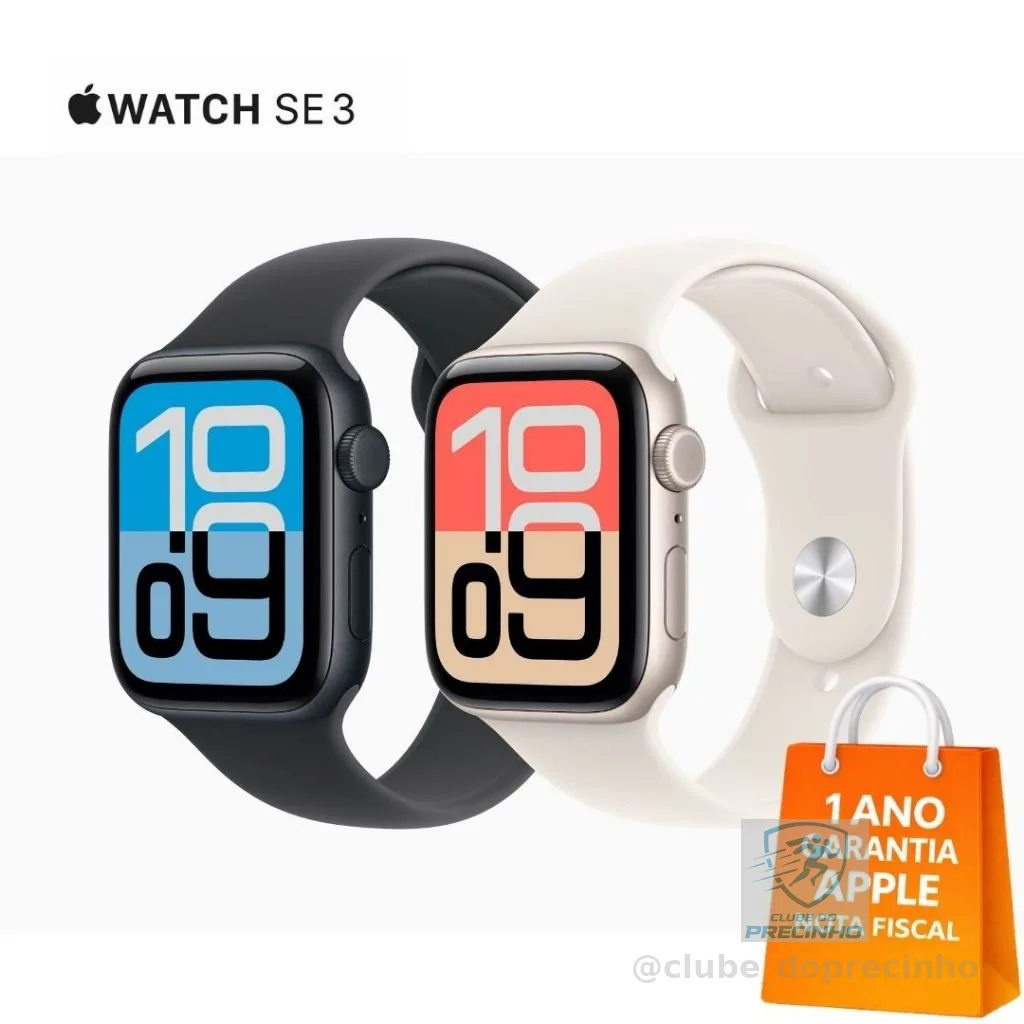 Relógio Apple Watch Series SE 3 GPS Tamanho 40mm ou 44mm Esportivo 1 Ano Garantia com Nota Fiscal