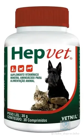 Hepvet Vetnil Vitamínico Para Cães e Gatos Com 30 Comprimidos