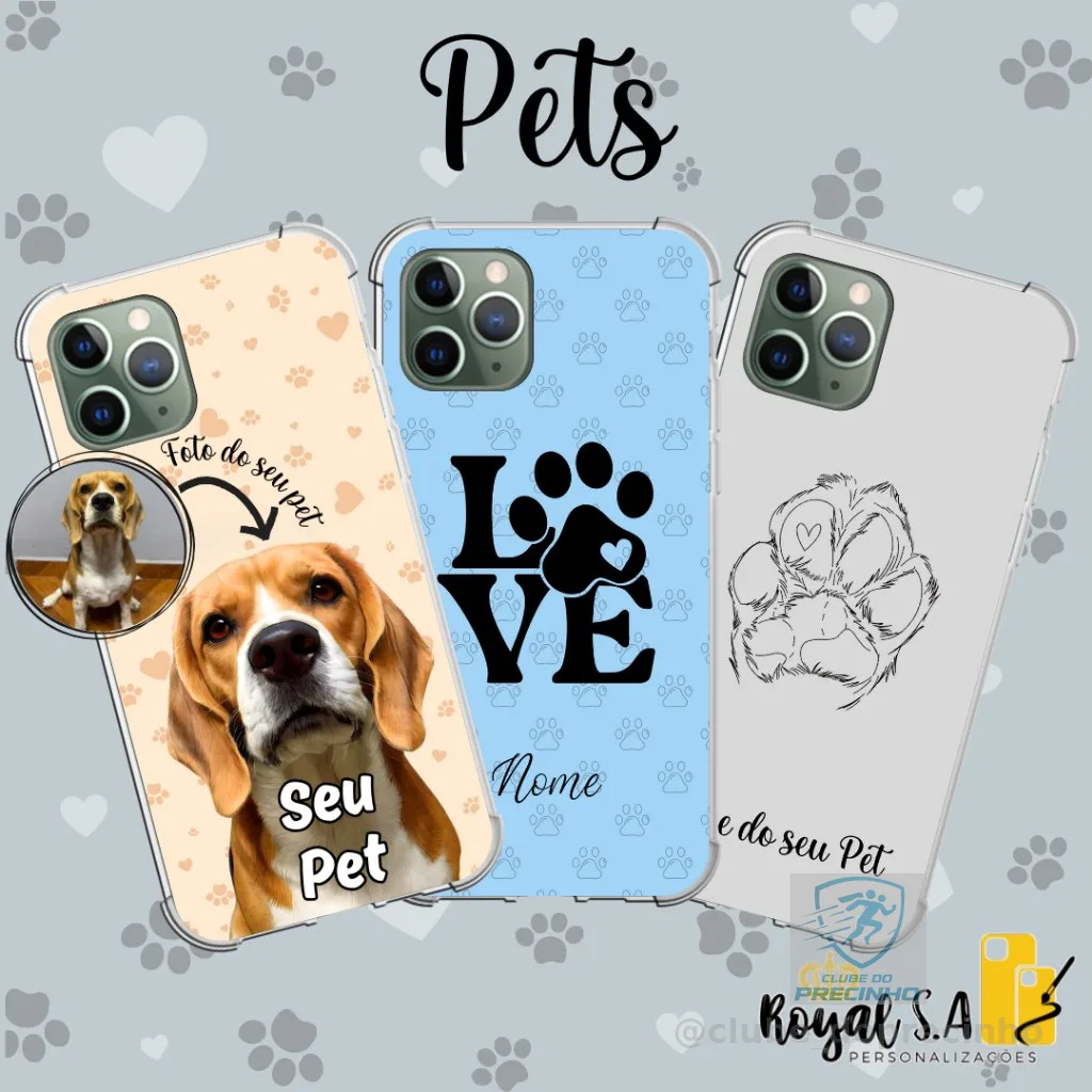 Capinha personalizada Pets para todos os aparelhos Samsung/ Iphone/ Motorola/ Xiaomi/ Realme