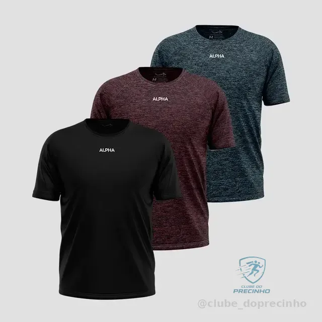 Kit 3 Camisetas Dry Alpha Masculina