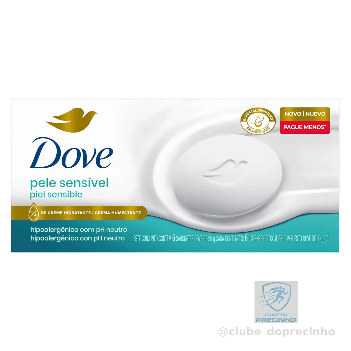 Dove Sabonete em Barra Pele Sensível 90g 6 Unidades
