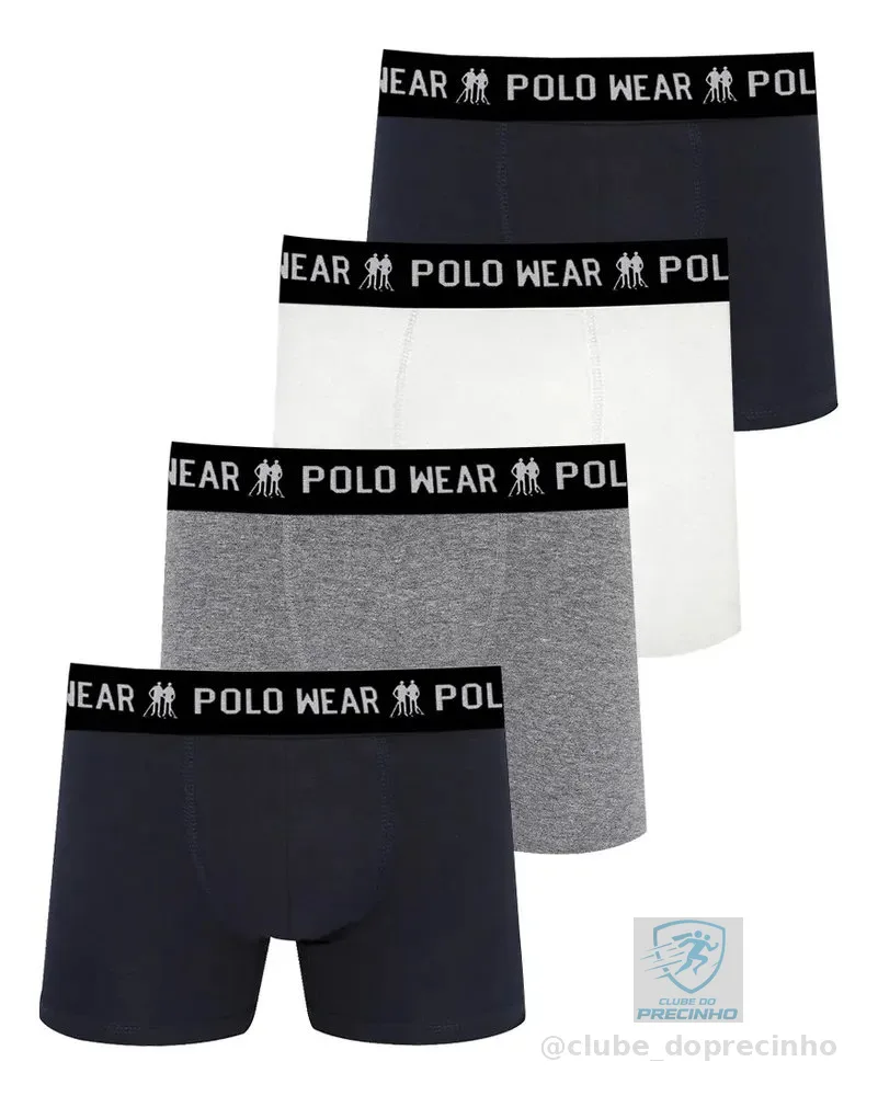 Kit 4 Cuecas Algodão Polo Wear Sortido Sortido Liso M