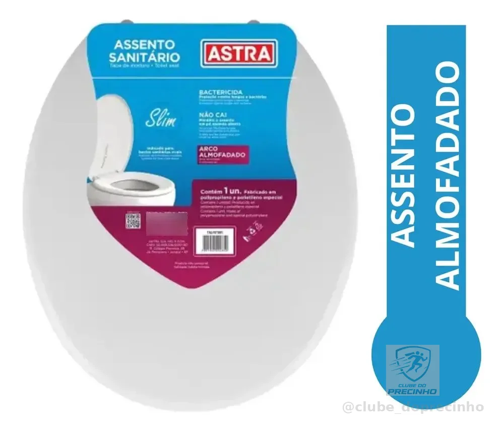 Assento Vaso Sanitário Slim Almofadado Universal Oval Astra