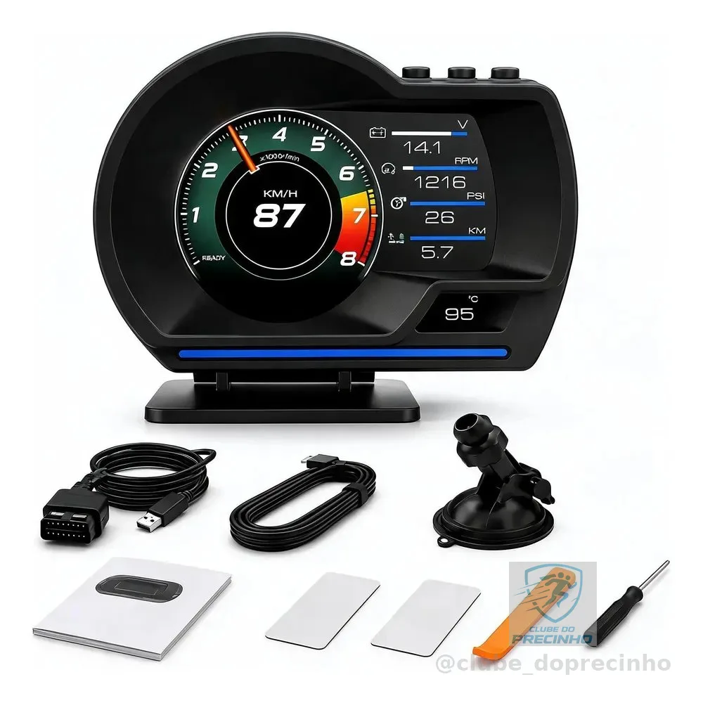 Display Hud Obd2 Universal Velocímetro Digital Com Temp Água