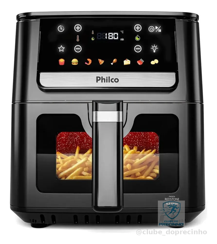 Air Fryer Philco 6,5L Visor Glass e Redstone 1700W PAF65A