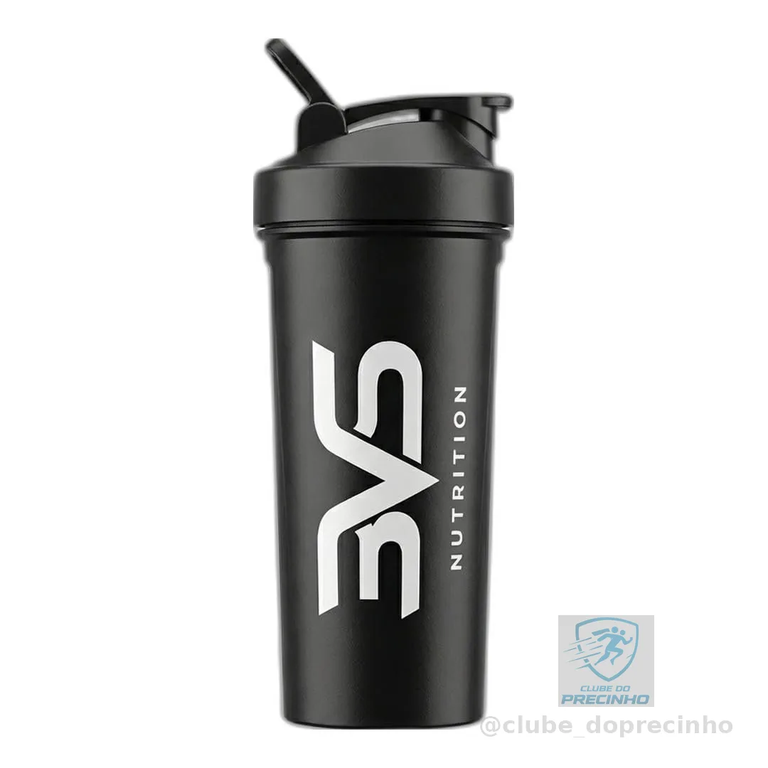 Coqueteleira 3VS Nutrition 600ml PRETO – Shaker com Medidor em ML, Livre de BPA, Ideal para Whey Protein e Shakes Cor Preto
