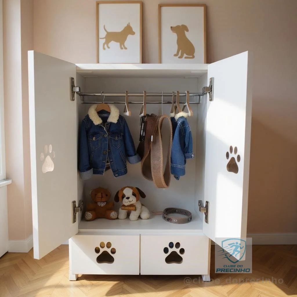 Guarda Roupa Organizador Pet MDF - Closet Cachorro Gato - Armário Roupinhas