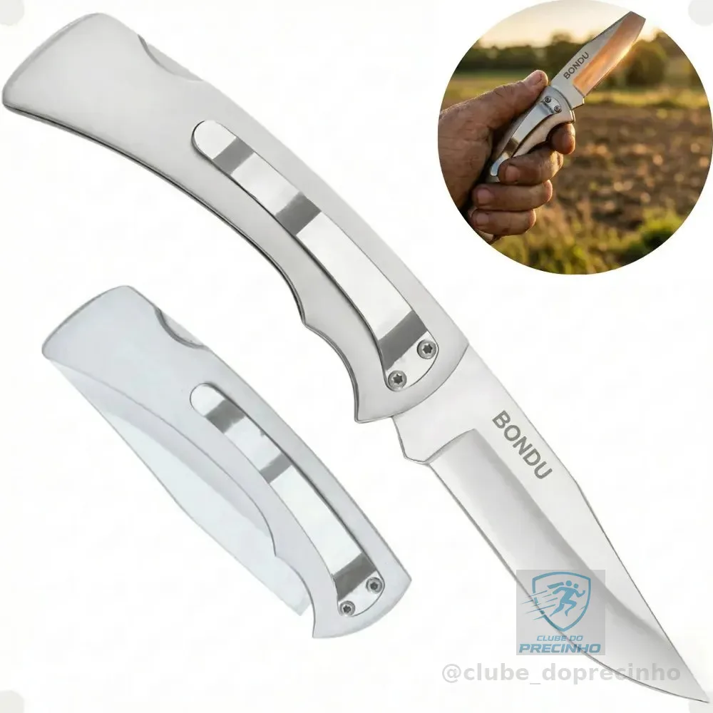 Canivete Inox Pescaria Caça Com Trava Estilo Zebu - Bondu Inox