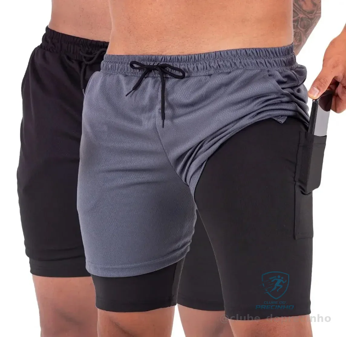 Kit 2 Short Bolso Celular Interno Corrida Academia Dryfit