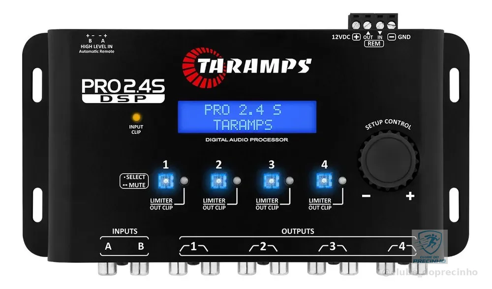 Processador de Áudio Taramps PRO 2.4S Digital para Som Automotivo com Crossover e Equalizador de 15 Bandas