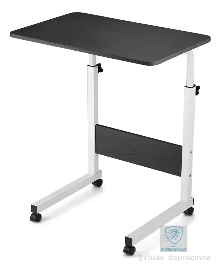 Mesa Lateral Ergonômica Multiuso Com Altura Regulavel E Rodinhas Mesinha Notebook Laptop Cama Sofá Ajustavel Cor preto Luvinco